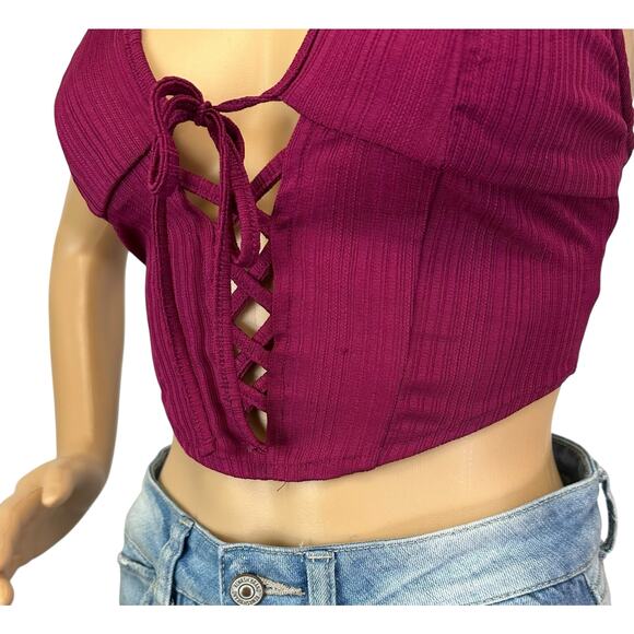 Urban Outfitters UO Rina Triangle Cami Burgundy Red Corset Top Size XS - Picture 11 of 14